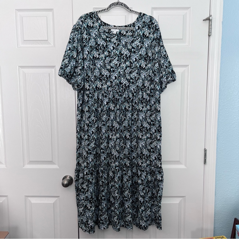 J. Jill Black and White Floral Midi Dress